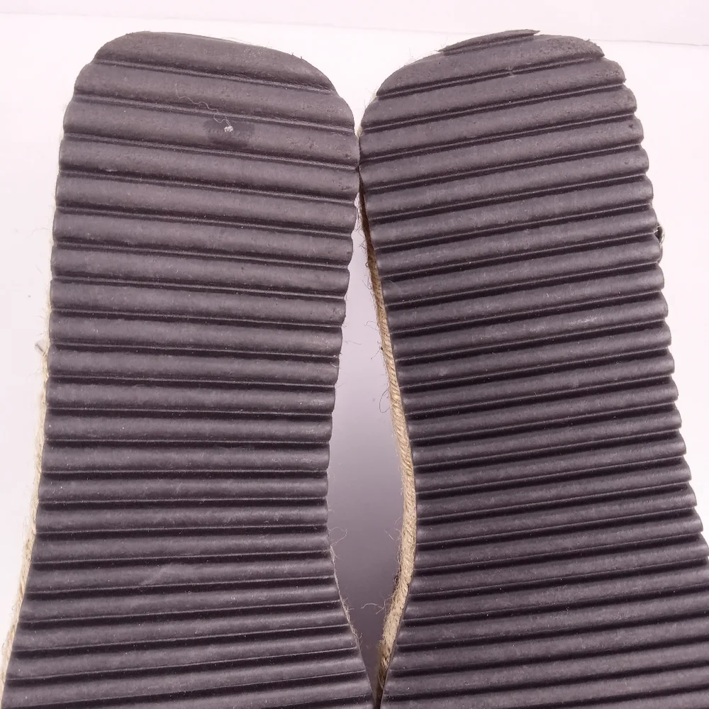 Asos Design Joyful Espadrilles Size 6 Black Faux Leather Flatform Boho Vacation